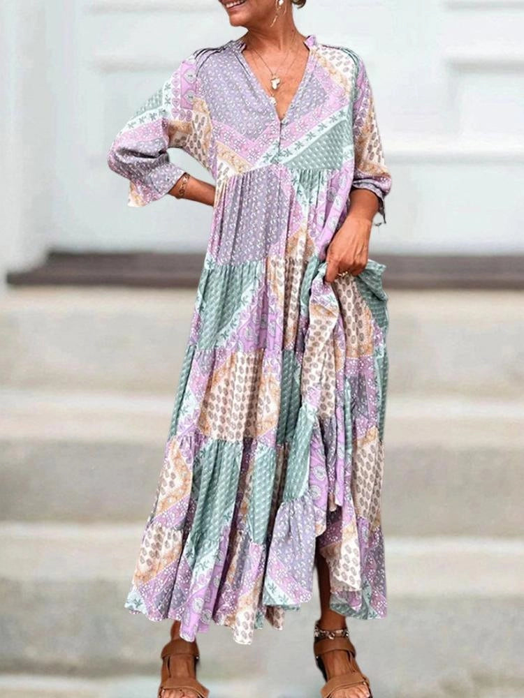 ROMY™ Dress | V-Neck Bohemian Print Maxi Dress