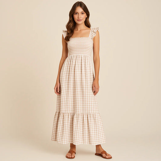 AMIRAE™ Dress | Gingham Maxi Sundress