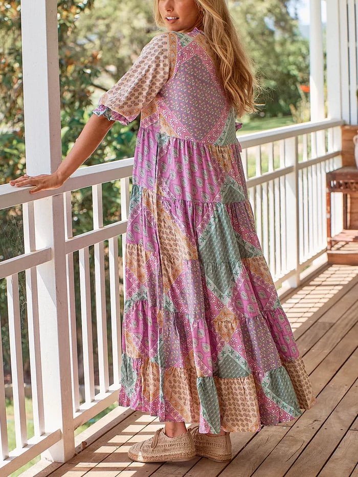 ROMY™ Dress | V-Neck Bohemian Print Maxi Dress
