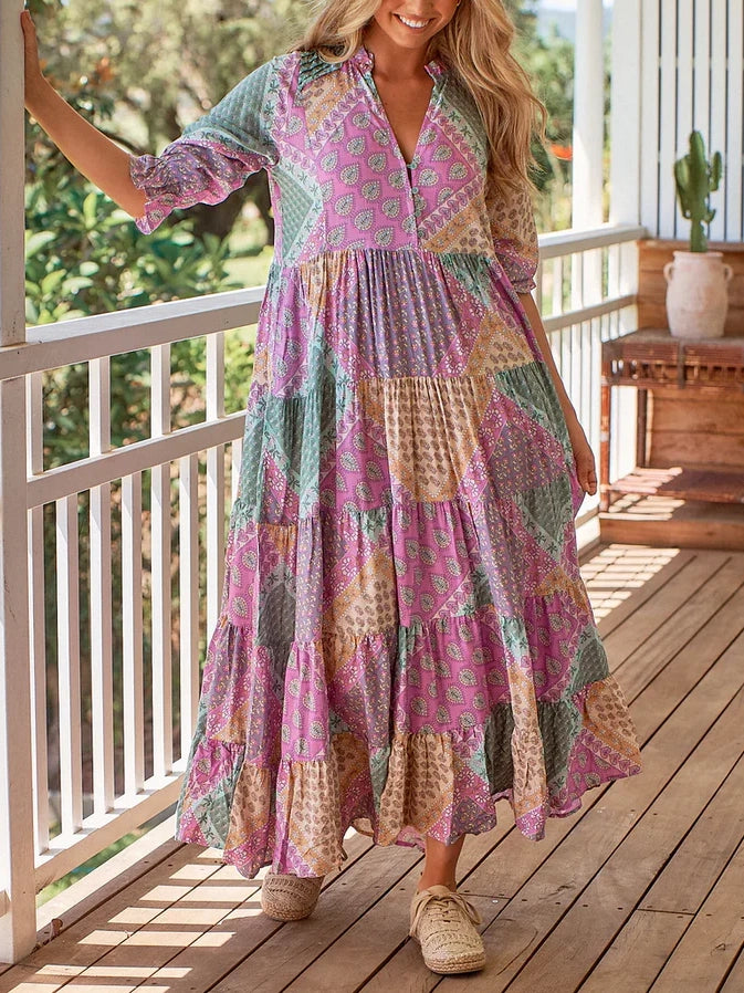 ROMY™ Dress | V-Neck Bohemian Print Maxi Dress