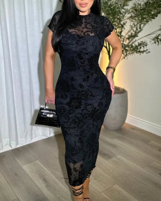 LUXA™ Dress | Sheer Mesh Bodycon Maxi Dress